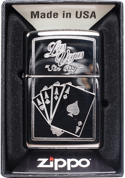 Zippo Las Vegas Çakmak - 49007-00063-model47 Gümüş