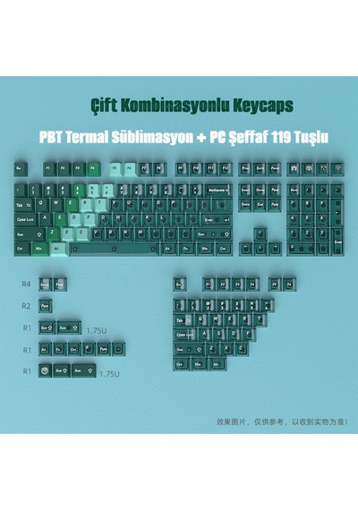 Mekanik Klavye Tuş Takımı 119 Tuş Keycaps Pbt Süblimasyonlu Çift Renkli Klavye Başlığı