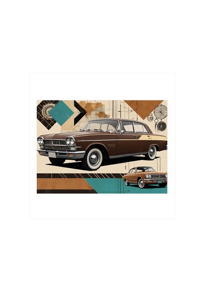 Retro Sedan Ve Çizgiler Model Mdf Tablo