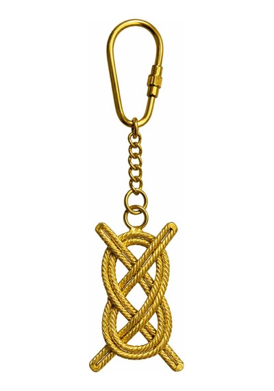 3 Adet Pirinç Gemi Düğümü Anahtarlık 13 Cm Metal Tasarım, Deniz Temalı Kullanım, Keychain Ve Keyring