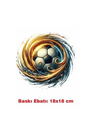 Futbol Topu Temalı Ütü İle Yapışan Tekstil Kumaş Tişört Dtf Baskı 3575