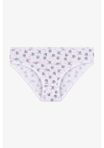 Kız Çocuk 3'lü Penguen Desenli Slip 1050 Pembe - Beyaz