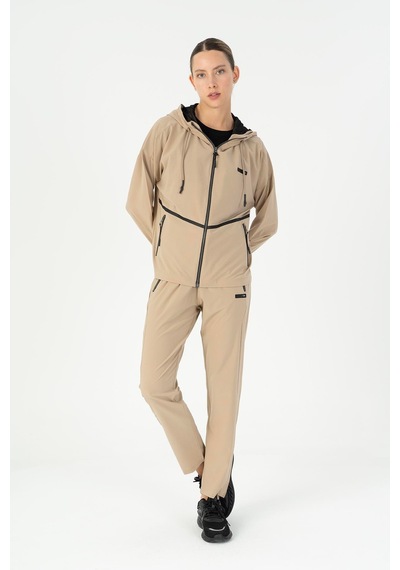 Maraton Comfort Kadın Kapüşonlu Açık Vizon Tracktop Vizon