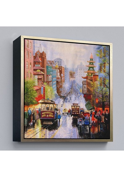 Çerçeveli Aşağı California Sokak Gelen Nob Hill Thomas Duvar Tablosu-5825