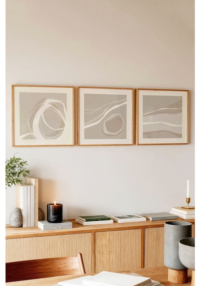 Ahşap Çerçeveli Mdf Kare Tablo Seti Salon Ve Oturma Odası Için Kr4017 42 X 42