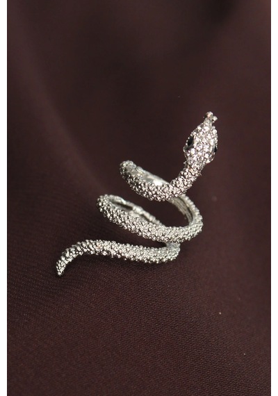 Ayarlanabilir Silver Renk Zirkon Taşlı Yılan Yüzük Tj-byk2236