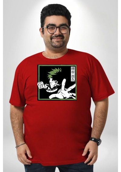 Angemiel My Hero Academia Dabi Anime Kırmızı Büyük Beden Erkek Kadın Unisex Basic Ön Baskılı Tişört Kırmızı