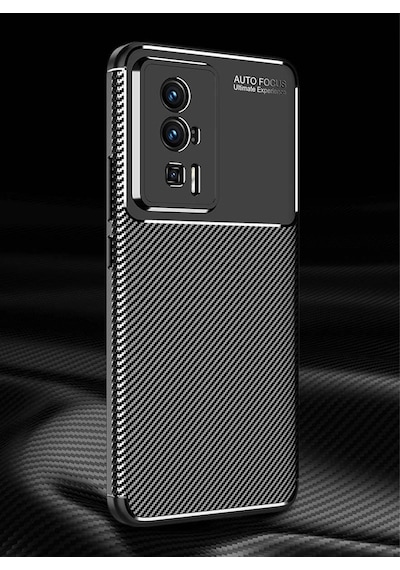 Xiaomi Poco F5 Pro Kilif Lens Karbon Tasarim Negro Silikon Kapak
