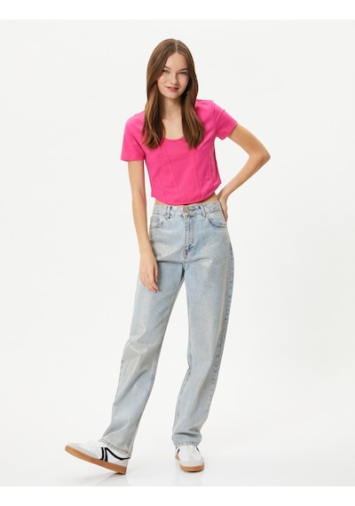 Koton Crop Tişört Korse Görünümlü Dar Kalıp Kısa Kollu U Yaka Pamuklu Fuşya 4sal10048ık 4SAL10048IK303 Fuşya Koton Crop Tişört Korse Görünümlü Dar Kalıp Kısa Kollu U Yaka Pamuklu Fuşya 4sal10048ık 4SAL10048IK303 Fuşya