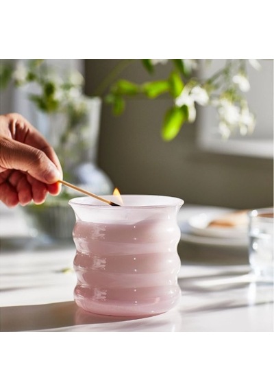 Ikea Lugnare Cam Kaplı Kokulu Mum 10 X 9,5 Cm Yasemin Pembe