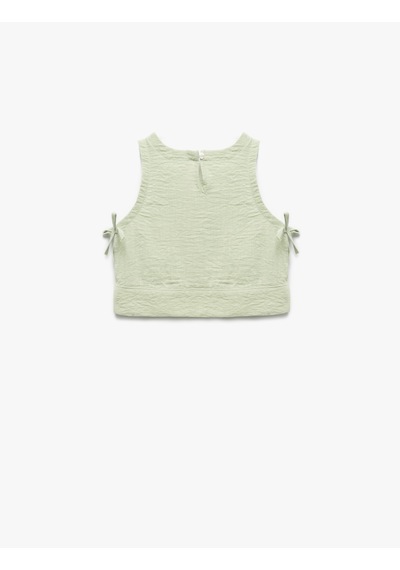 Koton Bisiklet Yaka Dokulu Kolsuz Crop Bluz Yeşil 5skg60140aw Yeşil
