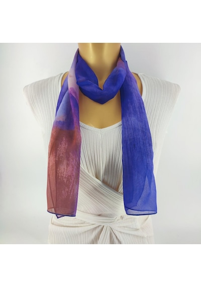 Tedz Collection Paredora Soft Çizgili Kahve Mavi Uzun Fular Çok Renkli