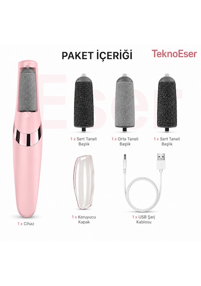 Şarjlı Ayak Törpüsü - Pedikür Ve Ayak Bakım Aleti - 3 Adet Yedek Törpü Hediyedir