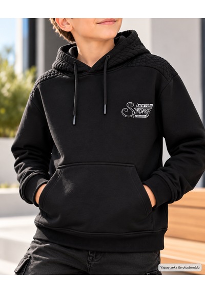 Ta&ce Kids Ta&ce Kıds Erkek Çocuk Kapüşonlu Sweatshirt Kapitone Detaylı Siyah Kanguru Cepli Ta&ce Kids Ta&ce Kıds Erkek Çocuk Kapüşonlu Sweatshirt Kapitone Detaylı Siyah Kanguru Cepli