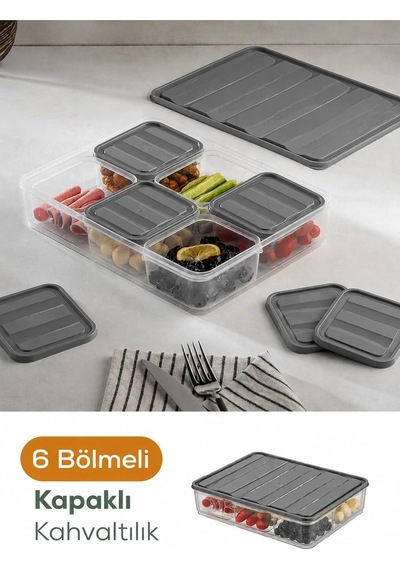 6 Bölmeli Kahvaltılık-buzdolabı Düzenleyici Seti 7 Parça 3,5 Lt + 6x350 Ml Şeffaf Bpa Free Kapaklı Saklama Kabı Organizer Gri 6 Bölmeli Kahvaltılık-buzdolabı Düzenleyici Seti 7 Parça 3,5 Lt + 6x350 Ml Şeffaf Bpa Free Kapaklı Saklama Kabı Organizer Gri