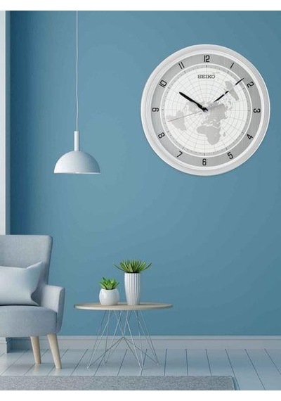 Seiko Qxa814a Metalik Renkli Plastik Kasa Dünya Haritası Sessiz Saniyeli Duvar Saati Çok Renkli