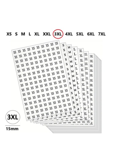 3xl Yapışkanlı Çapı-15mm Yuvarlak Beden Etiketi 300 Adet 300