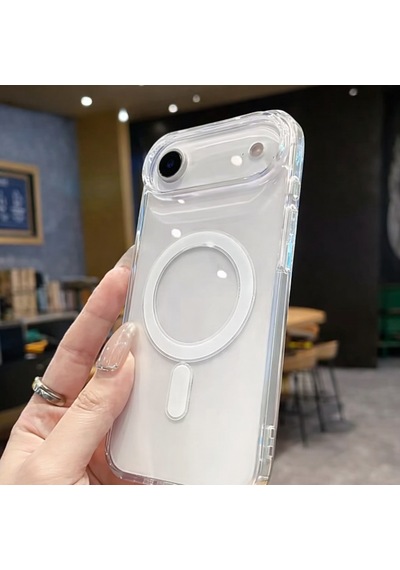 Apple Apple iPhone 17 Air İle Uyumlu Yumuşak Magsafe Kablosuz Şarj Destekli Şeffaf Kılıf Kamera İçin Yükseltilmiş Çerçeve