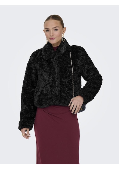 Only Onlgınny Short Teddy Jacket Otw Kadın Kısa Teddy Mont - Sıcak Ve Şık Siyah