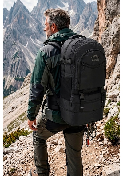 Dada Körüklü Dağcı Sırt Outdoor Kamp Trekking Seyahat Ve Günlük Sırt Çantası 65 Litre Siyah