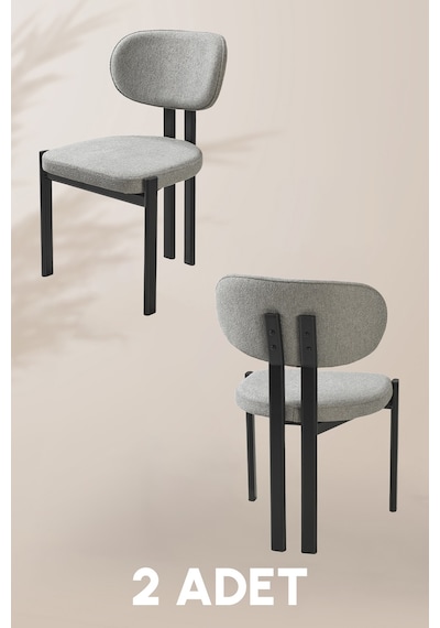 Roma Sandalye - Mense Gri Kumaş - Metal İskelet - Mutfak Sandalyesi - Salon Sandalyesi 2 Adet Gri