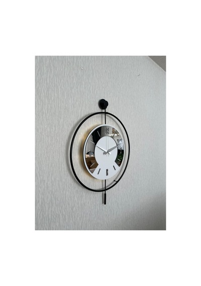 Pey Aksesuar 50x70 Cm Metal Pleksi Ahşap Ve Işığın Muhteşem Uyumu Duvar Saati Dekoratif M54-siyah-beyaz-gümüspleksi