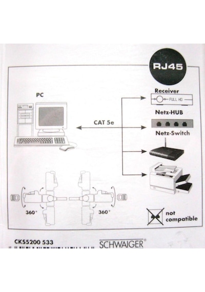 Schwaıger Cat 5 Kablo Ethernet Kablosu Rj45 360 Dönen 2 Metre 9018000002015