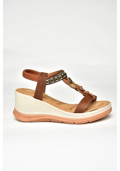 Fox Shoes U258926809 Taba Dolgu Tabanlı Kadın Sandalet Taba