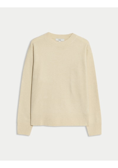Marks & Spencer Air Yarn Bisiklet Yaka Triko Kazak Krem
