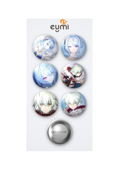 Genshin Impact Odette Ve Alyosha 6'lı Metal Rozet Seti 58mm İğneli Buton Çanta Yaka Rozeti Çok Renkli