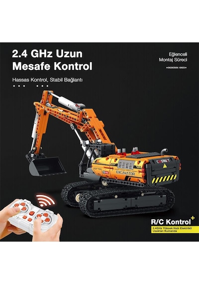 Reobrix Technic 22003 Excavator Kazıcı Kumanda&motorlu Yaratıcı Yapı Blok Seti Building Blocks - 1106 Parça
