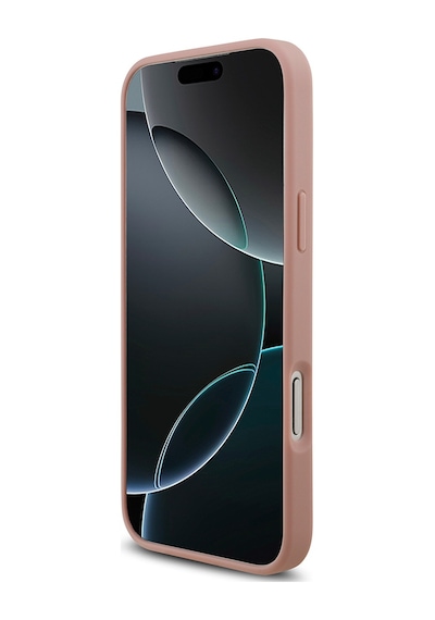 Apple Uyumlu iPhone 17 Pro Max Kılıf Guess Lisanslı Taşlı Arka Yüzey Üçgen Logolu Kapak Pembe Pembe