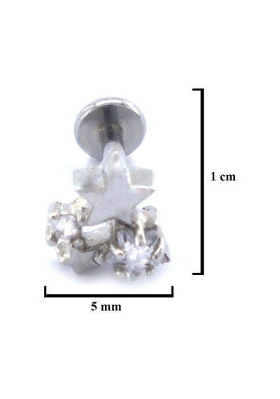 Ferizz 316l Çelik Zirkon Taşlı Yıldızlı Piercing Prc-195 Gümüş