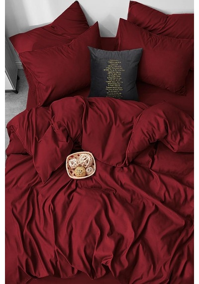 Ranforce%100 Pamuk Çift Kişilik Bordo Nevresim Takımı 200x220, Brd6457 Çok Renkli