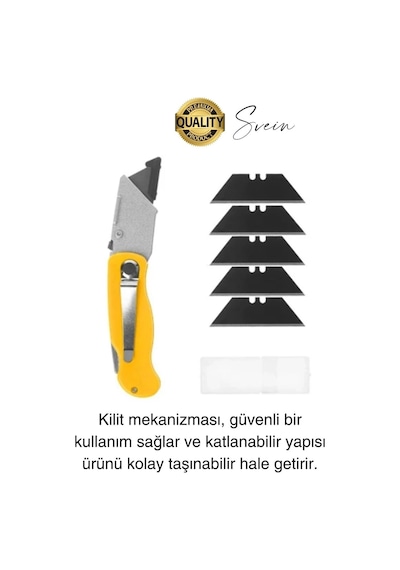 Premium Katlanır Dayanıklı Halı Maket Bıçağı Alçıpan Kesme Falçata Yedek Bıçaklı Çelik Çakı Tipi