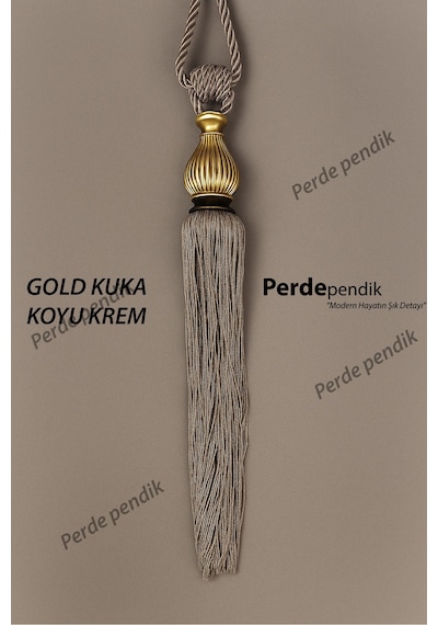 Modern Fon Perde Toplama Aparatı Koyu Krem Kornişe Takmalı Tavan Braçolu, Perde Aksesuarı 1 Adet Gold Kuka - Koyu Krem Modern Fon Perde Toplama Aparatı Koyu Krem Kornişe Takmalı Tavan Braçolu, Perde Aksesuarı 1 Adet Gold Kuka - Koyu Krem