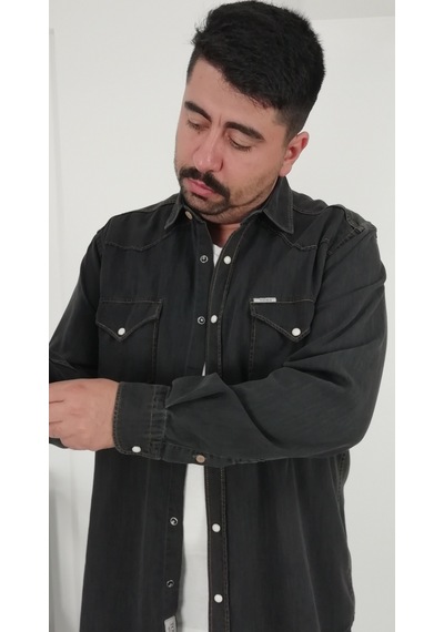 Tousus Regular Fit Western Kot Erkek Gömlek Kls-1017-tss Siyah