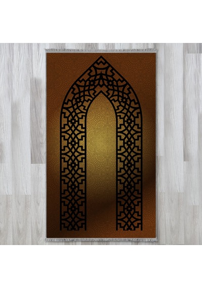 Evaşk Namazlık Dokuma Halı Kaymaz Muslumana Seccade 80 x 130 KAHVERENGİ EVAŞK405E66