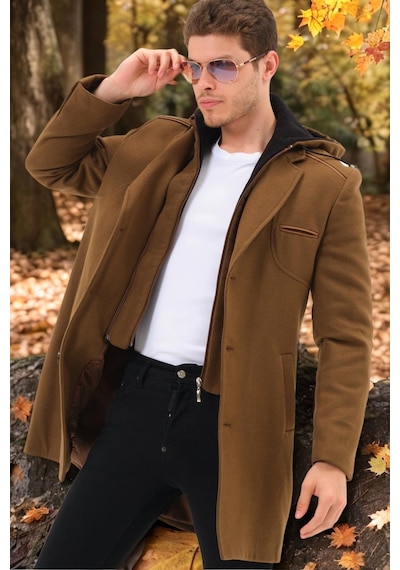 Dewberry Plt8371 Dewbrry Erkek Palto-Düz Camel-Düz Camel