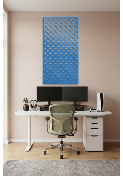 Pul Dekoratif Panel Metal Duvar Tablosu - Duvar Sanatı - Duvar Dekoru - Mavi