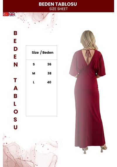 Zedefx Kadın Yarasa Kol Sandy Kumaş Elbise Bordo