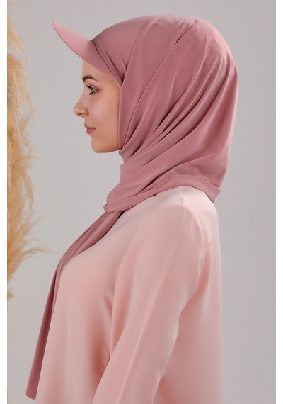 Melodi Scarf Kadın Tesettür Şapkalı Pratik Boneli Hazır Şal Pudra Pudra