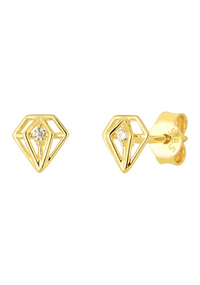 Goldkupe 14 Ayar Altın Tek Taşlı Küpe 0,70 Gr-4096
