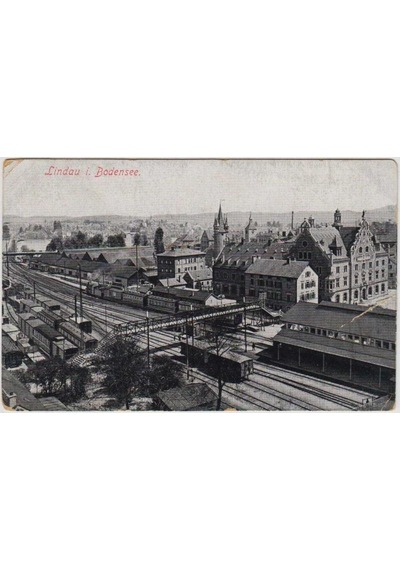 Almanya Lindau İ. Bodensee Siyah-beyaz Eski Kartpostal 1940lar 50ler.