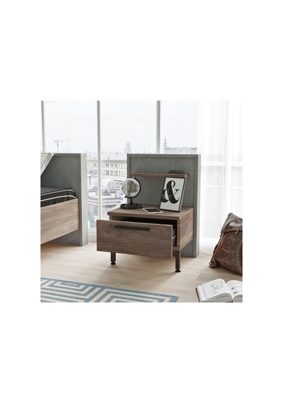 Robin Home Dream 2 Çekmeceli Çocuk Komodin Metal Ayak  Kahve-Beton