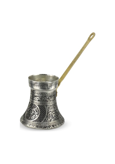 İşlemeli Eskitme Kalın Bakır Sütlük Cezve