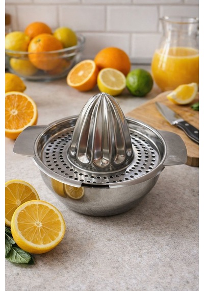 Morponi Paslanmaz Çelik 304 Kalite Limon- Narenciye Sıkacağı Gümüş