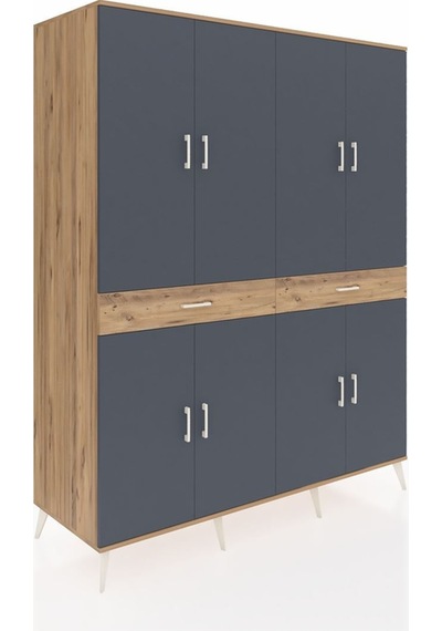 Kronos Gardrop 10 Raflı 2 Çekmeceli 8 Kapaklı 176x59x221 Çam-antrasit/çam Beyaz Kronos Gardrop 10 Raflı 2 Çekmeceli 8 Kapaklı 176x59x221 Çam-antrasit/çam Beyaz