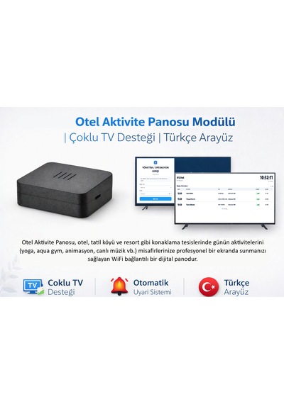 Otel Aktivite Panosu Modülü Kablosuz Çoklu Tv Desteği Türkçe Arayüz