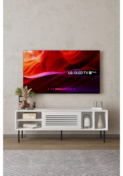 Umay 140 Cm Tv Ünitesi 100% Mdf Metal Ayak Beyaz